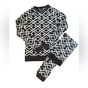 Sweaty Betty Women’s Ski Base Layer Top W/ Leggings Black geo jacquard Size L